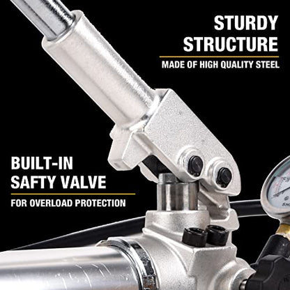 Hydraulic Hand Pump 900cc 10000Psi with Pressure Guage Single Acting Hydraulic Lifting Pump, CP-700LB