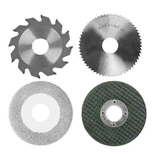 4PCS Saw Blade Set: 2.5in Diameter 63mm Alloy, HSS, Emery & Resin Blades for Metal, Glass, Ceramic, Wood, Plastic