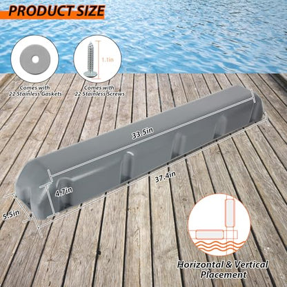 Boat Dock Fender with Screws,PVC Marine for Boat Dock Vertical Pole Post or Corner Dock(24 inch,38 inch,48 inch,72 inch,31.5 inch) - style: Grey 38in 2Pack