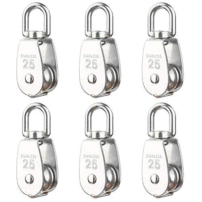 Rocaris 6 Pack M25 Lifting Single Pulley Roller Loading 330Ibs - size: M25-6pcs