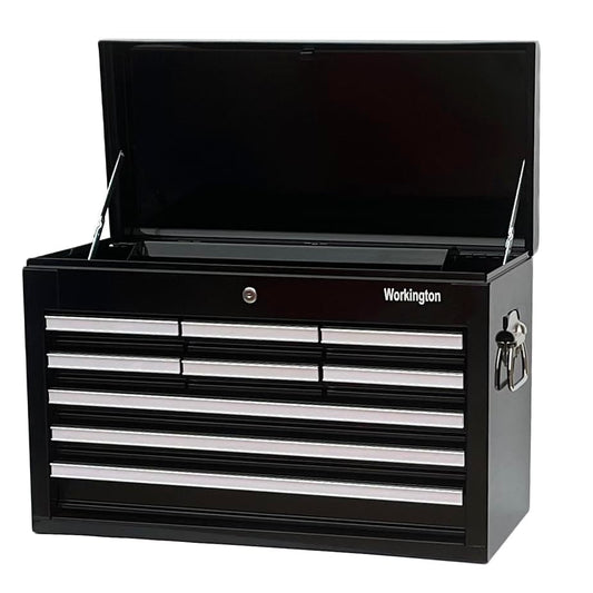 Workington Professional Industrial Portable Metal Tool Chest with 9 Drawers, 26" 9-Drawer Tool Chest Cabinet with Ball Bearing Drawer Slides, Steel Tool Storage Box Organizer 4016 Black - color: Black