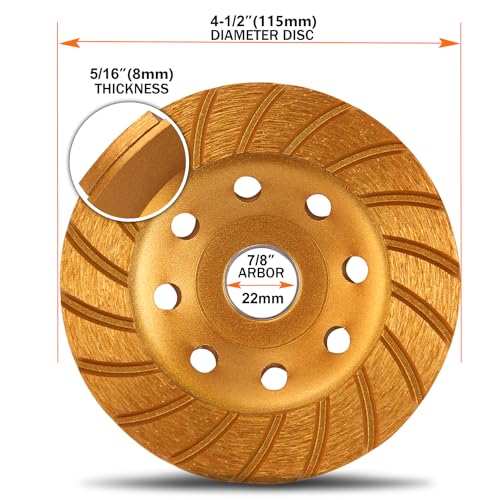 KSEIBI 644050 Super Turbo Diamond Cup Wheel 4-1/2 Inch (115 mm) - size: 4-1/2"x5/8"-11 (Super Turbo)
