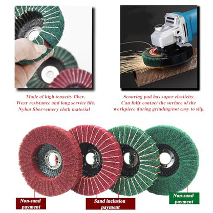 18Pcs 4 Inch Buffering Wheels Polishing Kit with Compound for Angle Grinder,Includes 14Pcs Nylon Fiber Flap Disc & Wool Felt Polishing Wheel,3Pcs Buffing Compounds and Sanding Sponge - size: 4 Inch - 18pcs