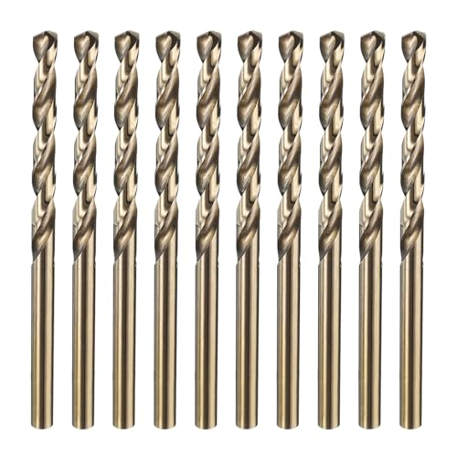 HARFINGTON 10pcs M35 Cobalt Twist Drill Bit 4.2mm(11/64") Dia High-Speed Steel Metric Drill Bit with Titanium Coating for Drilling Hard Metals, Stainless Steel, Alloy Steel, Cast Iron - size: 4.2mm