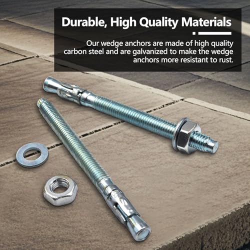 50-Pcs Wedge Anchors for Concrete,5/16" x 4"(M8x100mm) Zinc Plated Anchors - color: 5/16"X4"-50pcs