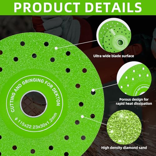 4PCS 4-1/2 Inch Diamond Saw Blades - Ceramic, Glass, Rock & Tile Cutting Disc for Angle Grinder, Industrial Strength Diamond Blade Set