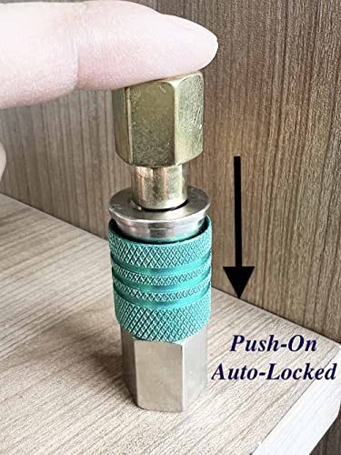 SANFU 1/4-Inch Steel Female Industrial Coupler, Auto-Locked Design, Air Hose Fittings 1/4-Inch Female Threads Quick Connector Air Coupler with Storage Case, 10-Pack(Green) - style: 10PCS Green 1/4" Female Coupler