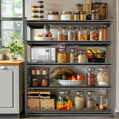 WORKPRO 5-Tier Adjustable Metal Shelving, 36”Wx18”Dx72”H,4000LBS Capacity - color: Black, size: 36"W x 18"D x 72"H