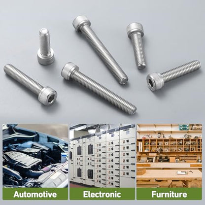 M6-1.0 x 50mm Bolt, 30PCS M6 Hex Socket Head Cap Screws Bolts, 304 Stainless Steel 18-8, Full Threads, Allen Socket Drive, with Hex Spanner - size: M6x50mm