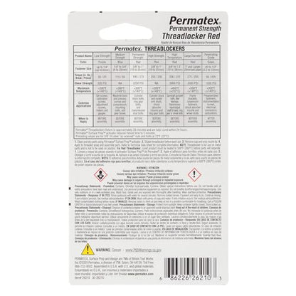 Permatex 26210 Permanent Strength Threadlocker Red, 10 ml - size: 10 ml, style: Liquid - Permanent Strength
