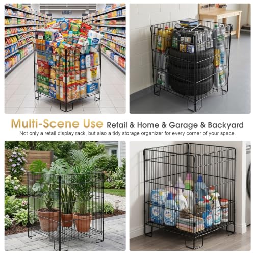 Carbon Steel Wire Dump Bin Storage Rack, 32*24in Height 50lbs Load Capacity