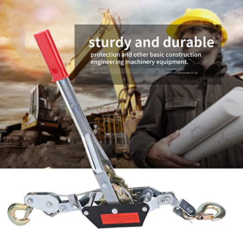 Hand Winch, 2T Wire Rope Power Puller Tighten Tool Mini Tightener with Double Hook Lifting Tool for Construction, Highway, Bridge