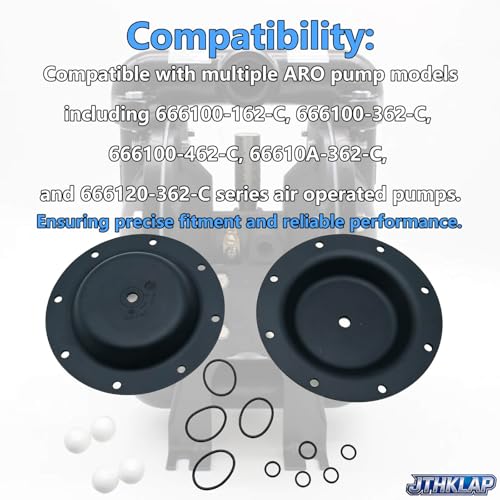 1" Diaphragm Pump Repair Kit Compatible with ARO 666100-162-C 666100-362-C Series Air Operated Pump, Rebuild Kit Replace 637119-62-C