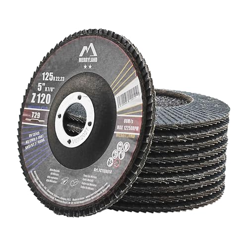 Merryland 10 Pack 120 Grit Flap Disc 5 inch Metal T29 Flap Wheel - style: Z120 10PCS