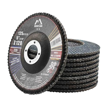 Merryland 10 Pack 120 Grit Flap Disc 5 inch Metal T29 Flap Wheel - style: Z120 10PCS