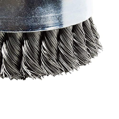Benchmark Abrasives 4" Knot Wire Cup Brush for Narrow Holes Derusting Paint Removal Deburring Ferrous Metals Concrete, Wire End Brush for Angle Pneumatic Grinder - (Carbon Steel) - size: 4" Knot Wire, style: Carbon