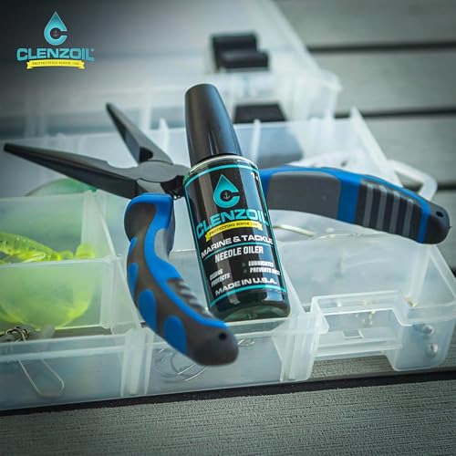 CLENZOIL Marine & Tackle - Fishing Gear Oil Lubricant - for Fish Care Reels, Boat Motors, Downriggers & More - Easily Oils Applicator - size: 1 oz Needle Oiler
