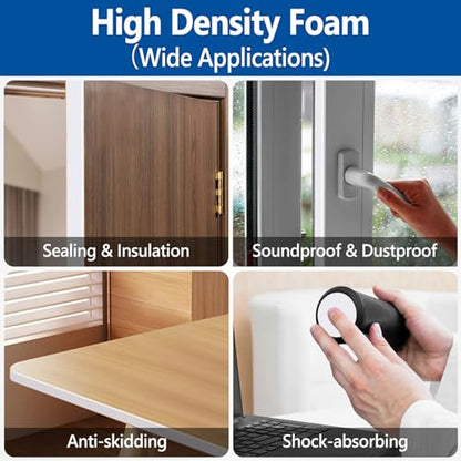 Kikerike Self Adhesive Foam Tape Weatherstrip 1/2in x 1/8in x 13Ft High Density Foam Insulation Strips Seal Weather Stripping with Strong Adhesive for Door and Window Sound Isolation Soundproofing - size: 1/2in x 1/8in x 13Ft