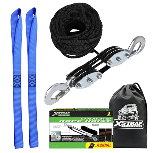 XSTRAP STANDARD Heavy-Duty 2,000 LB Breaking Strength 50 FT Rope Hoist - color: 50ft Black Standard