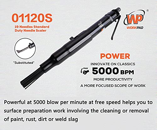 Needle Scaler,WORKPAD 19 Needles, Standard Duty Needle Scaler with 1-Piece Wide Angle Chisel Set, Pneumatic Tools - style: 19 Needles, Standard Duty Air Needle Scaler With 1-Piece Wide Angle Chisel