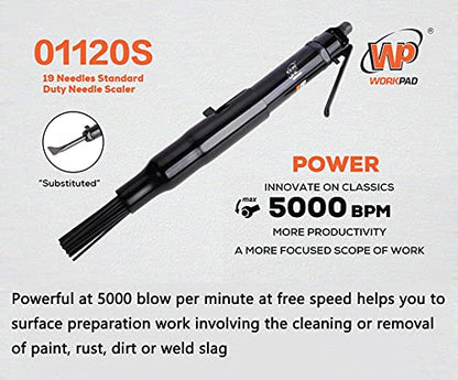 Needle Scaler,WORKPAD 19 Needles, Standard Duty Needle Scaler with 1-Piece Wide Angle Chisel Set, Pneumatic Tools - style: 19 Needles, Standard Duty Air Needle Scaler With 1-Piece Wide Angle Chisel