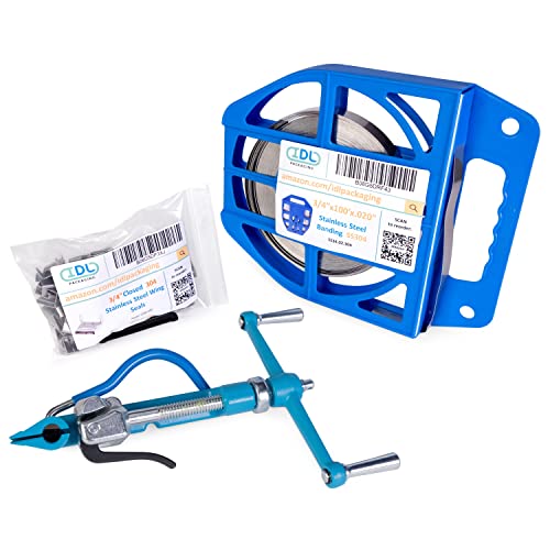 IDL Packaging 3/4" Stainless Steel 304 Banding Kit – Heavy-Duty Banding Tool + 3/4" x 0.02" x 100' Stainless Steel 304 Banding Coil + 100 Stainless Steel Wing Seals - size: 3/4" x 0.02" x 100', style: SS 304 + Seals