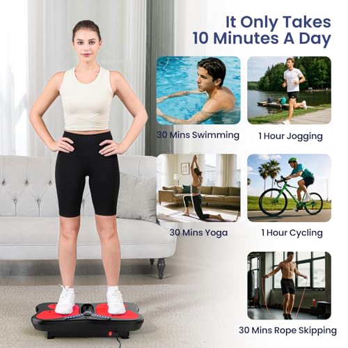Vibration Plate Exercise Machine 400 lbs Capacity for Lymphatic Drainage - color: Bright Red