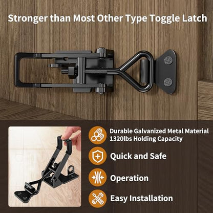 6Pack Heavy Duty Toggle Clamp Latch 4003 Style Pull Clamp Black for Smoker - size: 6Pack