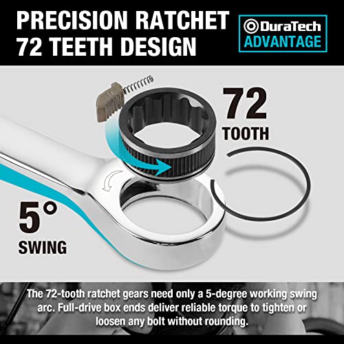 DURATECH 12-Piece Ratcheting Combination Wrench Set, Metric, 8-19mm