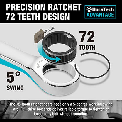 DURATECH 12-Piece Ratcheting Combination Wrench Set, Metric, 8-19mm