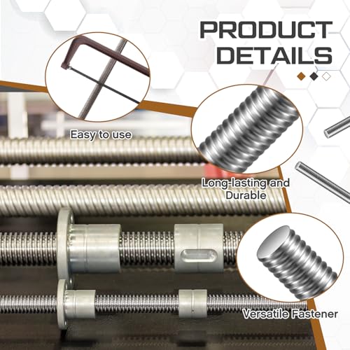 Blulu 4 Pcs 1/2"-13 Fully Threaded Rod, 36" Length - size: 1/2"-13 x 36"