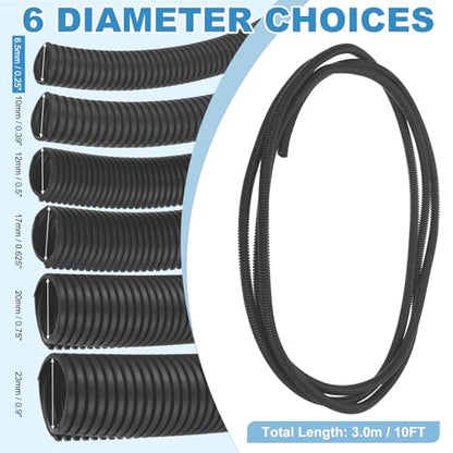 MECCANIXITY Plastic Split Wire Loom Tubing 1/4"(6.5mm) ID 10FT(3.0m), Black - color: Black, size: 1/4"(6.5mm) ID x 10FT(3.0m)