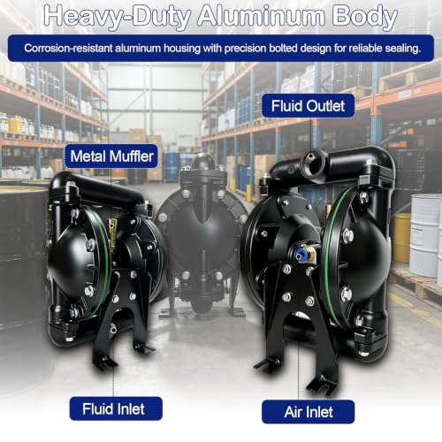 Air Operated Double Diaphragm Pump, 1" Aluminum Pneumatic Transfer Pump
