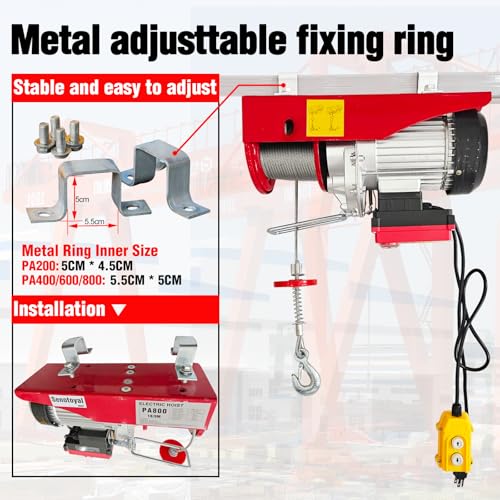 Electric Hoist 2 in 1,1320lbs Electric Hoist Winch with 98ft Wireless Control&Wired Remote Control,110v Electric Hoist 59ft/29.5ft Lifting Height for Garage Warehouse Factory,Single/Double Slings - color: 1320lbs 2 in 1 Electric Hoist