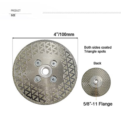 SHDIATOOL Diamond Cutting Grinding Disc for Granite Marble, Cutting Wheel Saw Blade with 5/8-Inch-11 Arbor 4-Inch (2-Pack) - size: 4" Double(Thread:5/8"-11)