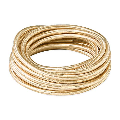 BRIGHTTIA Gold Color Cloth Covered Electrical Wire - 16Ft Textile Cable for Pendant Light Fixture and Vintage Lamp Revival - DIY Lamp Parts for Unique and Creative Lighting Projects (B075) - color: Gold
