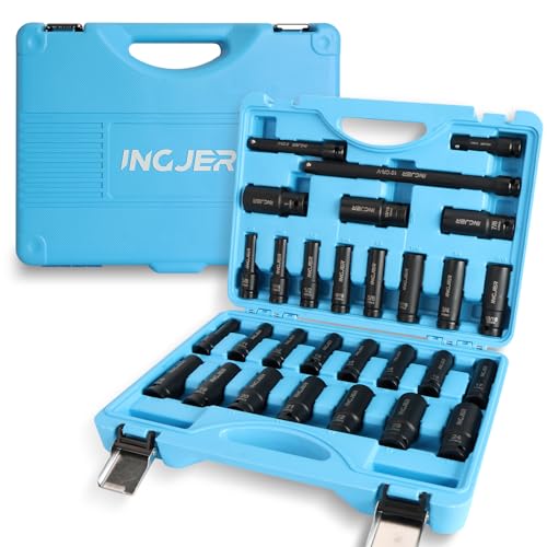 1/2" Impact Socket Set, 29PC Deep impact socket set, CR-MO SAE and Metric - size: 1/2inch 29PCS DEEP