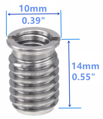 Stainless Steel 1/4"-20 Female to 3/8"-16 Male Convert Screw Adapter (6pcs, 14mm) - color: 6pcs, size: 14mm