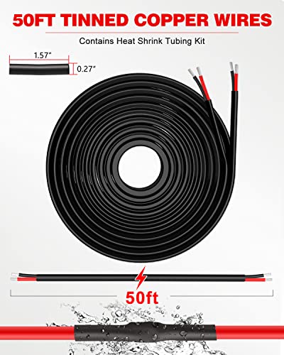 NAOEVO 16 Gauge Wire 2 Conductor, 16 Gauge Automotive Wire 12V Cable, 50FT - size: 50ft, style: 2C-16AWG