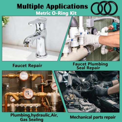 XBVV 1540 Pcs 32 Size O-Rings Kit Nitrile Rubber O Ring Assortment with 4 Hook Set for Various Car Auto Vehicle Repair Plumbing Air or Gas Sealing Connections Resist Oil and Heat