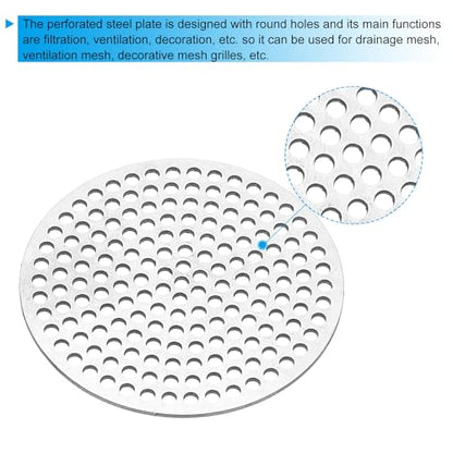 PATIKIL 2" Diameter 304 Stainless Steel Perforated Sheet, 0.08" Hole 19GA Expanded Metal Mesh Round Slices Plate Screen Decorative Meshes for Ventilation Grill Smoking, Silver Tone - size: 2inch