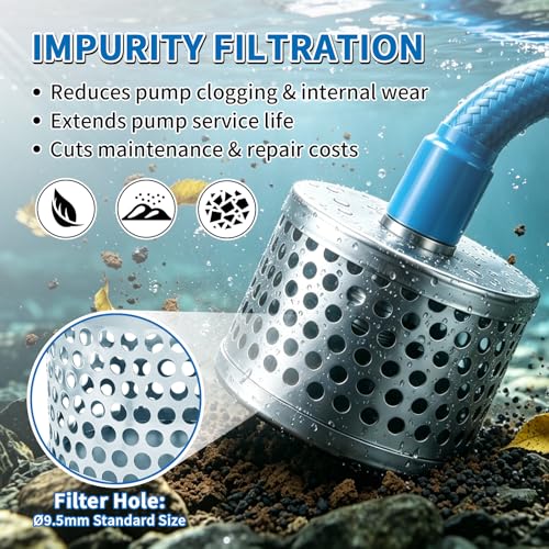 3 Inch Round Suction Strainer, 9.5mm Holes, Water Pump Intake Screen, NPT - size: 3 inch