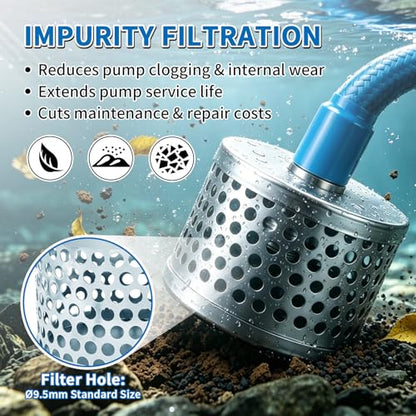3 Inch Round Suction Strainer, 9.5mm Holes, Water Pump Intake Screen, NPT - size: 3 inch
