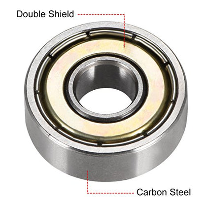uxcell 607ZZ Deep Groove Ball Bearing Double Shield 607-2Z 80017, 7mm x 19mm x 6mm High Carbon Steel Z1 Bearings (Pack of 20) - size: 7mmx19mmx6mm