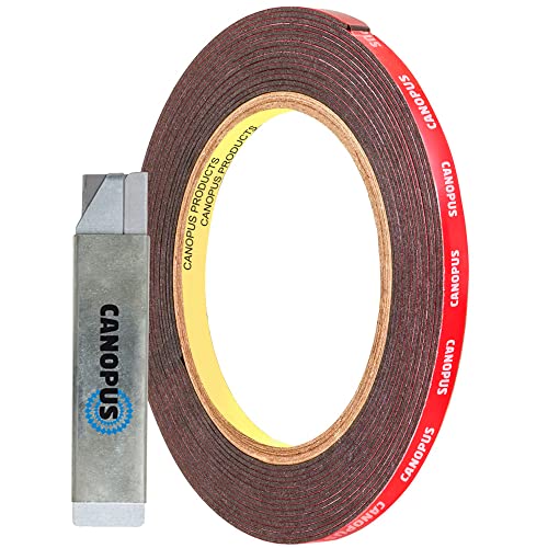 CANOPUS Double Sided Tape, 5952 Heavy Duty Mounting Tape, Strong Bond & Weatherproof Seal Strip for Automotive Mounting, Picture and Photo Frame, Poster, Craft, 0.25 in x 15 ft, Black, Made in USA - size: 0.25in x 15ft