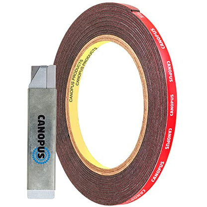CANOPUS Double Sided Tape, 5952 Heavy Duty Mounting Tape, Strong Bond & Weatherproof Seal Strip for Automotive Mounting, Picture and Photo Frame, Poster, Craft, 0.25 in x 15 ft, Black, Made in USA - size: 0.25in x 15ft