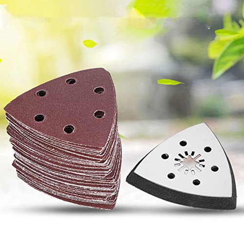 Sanding Paper, 61Pcs 90mm Multi Function Sanding Pad Triangular Sandpaper Quick Release Blade Replacement, Case, Scraper Detail Sander Paper