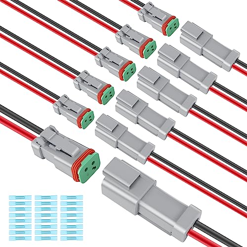 6 Kit Deutsch DT 2 pin Grey Male Female Wiring Harness - color: Grey 2Pin, size: 6Set