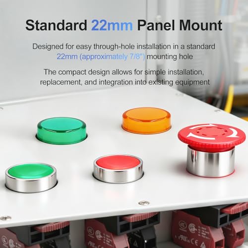 BAOMAIN 22mm LED Industrial Indicator Light,220V AC Pilot Signal Lamp for Industrial Machinery Control Circuits,7/8" Panel Mount, Screw Terminal,Green,5-Pack - color: Green