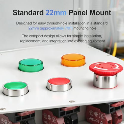 BAOMAIN 22mm LED Industrial Indicator Light,220V AC Pilot Signal Lamp for Industrial Machinery Control Circuits,7/8" Panel Mount, Screw Terminal,Green,5-Pack - color: Green